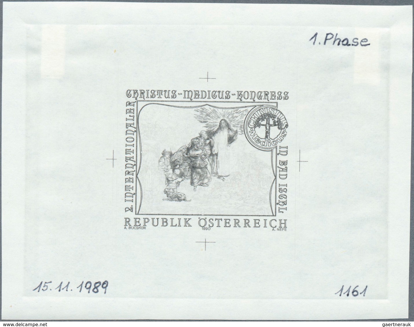 15508 Österreich: 1990. Probedruck In Schwarz Für Marke "Intl. Christus-Medicus-Kongreß", Bezeichnet Vs. U - Neufs