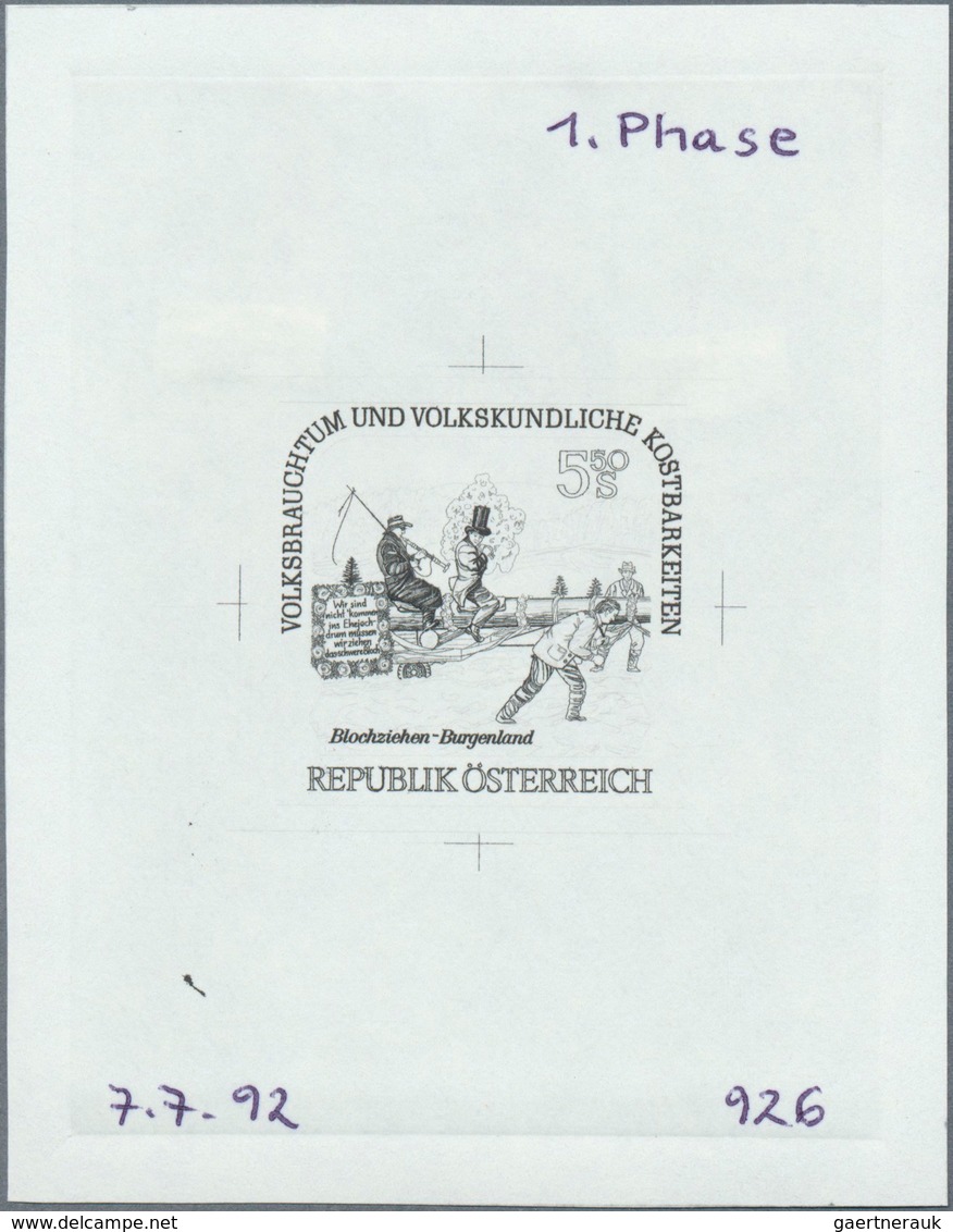 15513 Österreich: 1993. Probedruck In Schwarz Für Marke "Volksbrauchtum", Bezeichnet Vs. U.a. Mit "1. Phas - Neufs