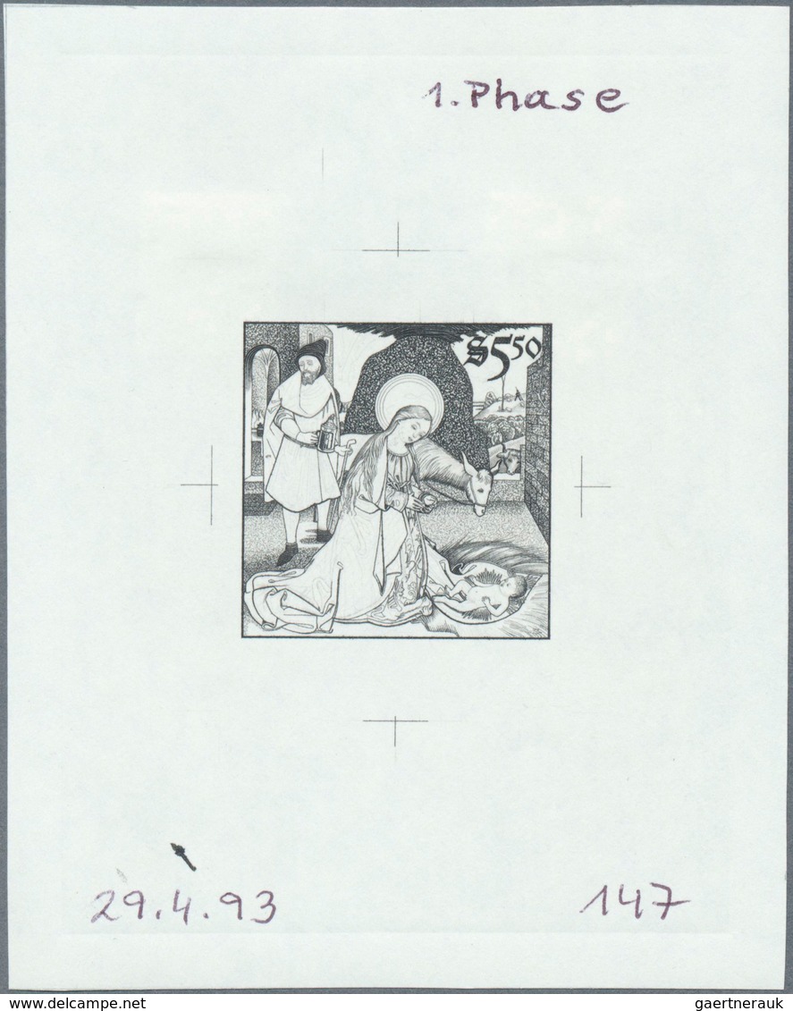 15515 Österreich: 1993. Probedruck In Schwarz Für Marke "Weihnachten", Bezeichnet Vs. U.a. Mit "1. Phase / - Ungebraucht