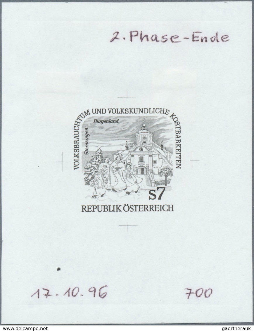 15518 Österreich: 1997. Probedruck In Schwarz Für Marke "Volksbrauchtum", Bezeichnet Vs. U.a. Mit "2. Phas - Ungebraucht
