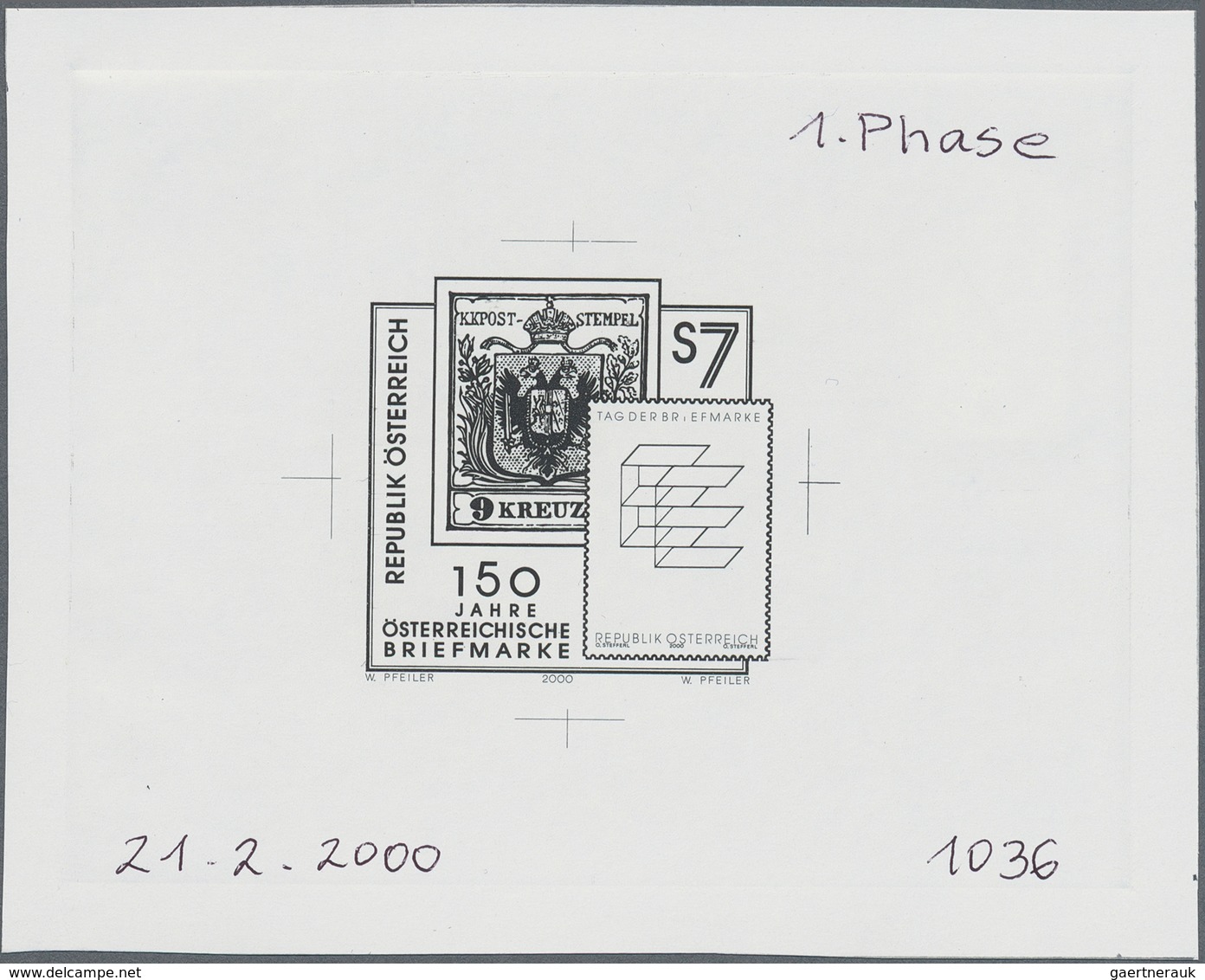 15519 Österreich: 2000. Probedruck In Schwarz Für Marke "150 Jahre österreichische Briefmarken", Bezeichne - Ungebraucht