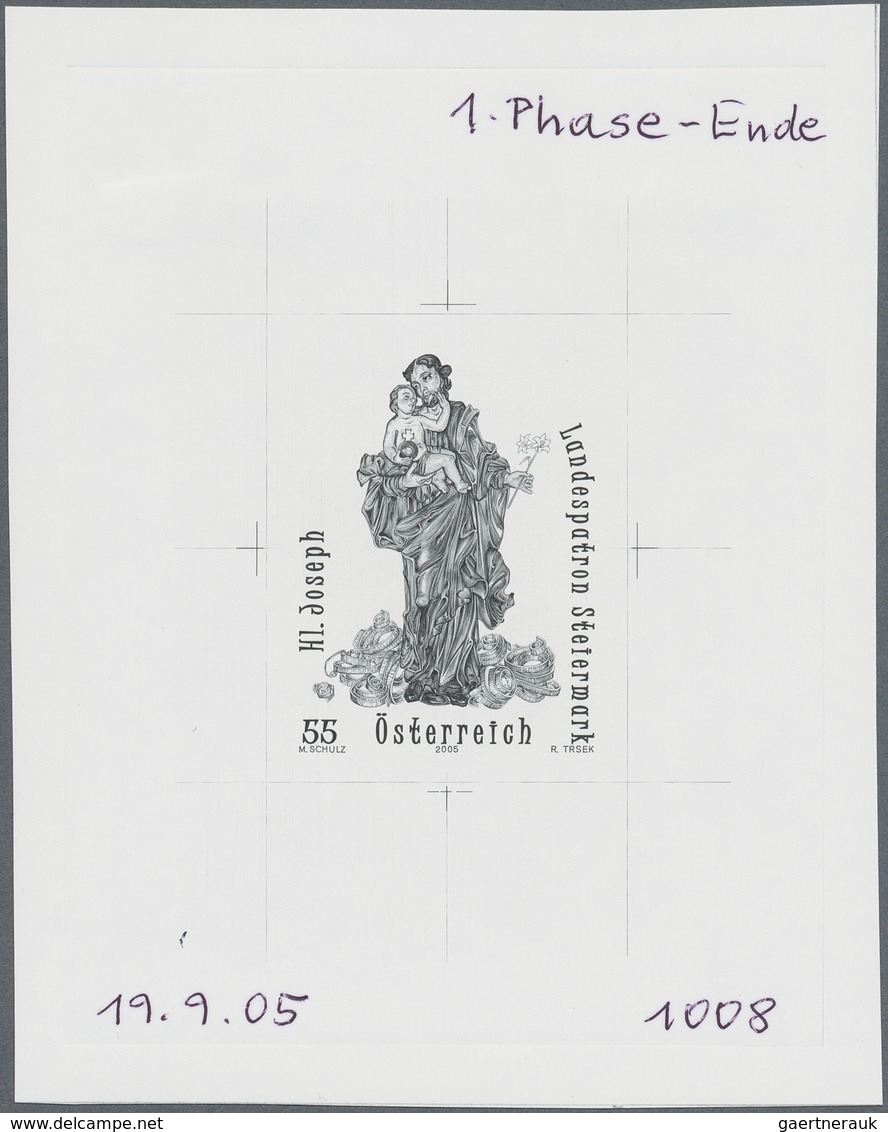 15536 Österreich: 2005. Probedruck In Schwarz Für Marke "Schutzpatrone - Hl. Joseph", Bezeichnet Vs. U.a. - Ungebraucht