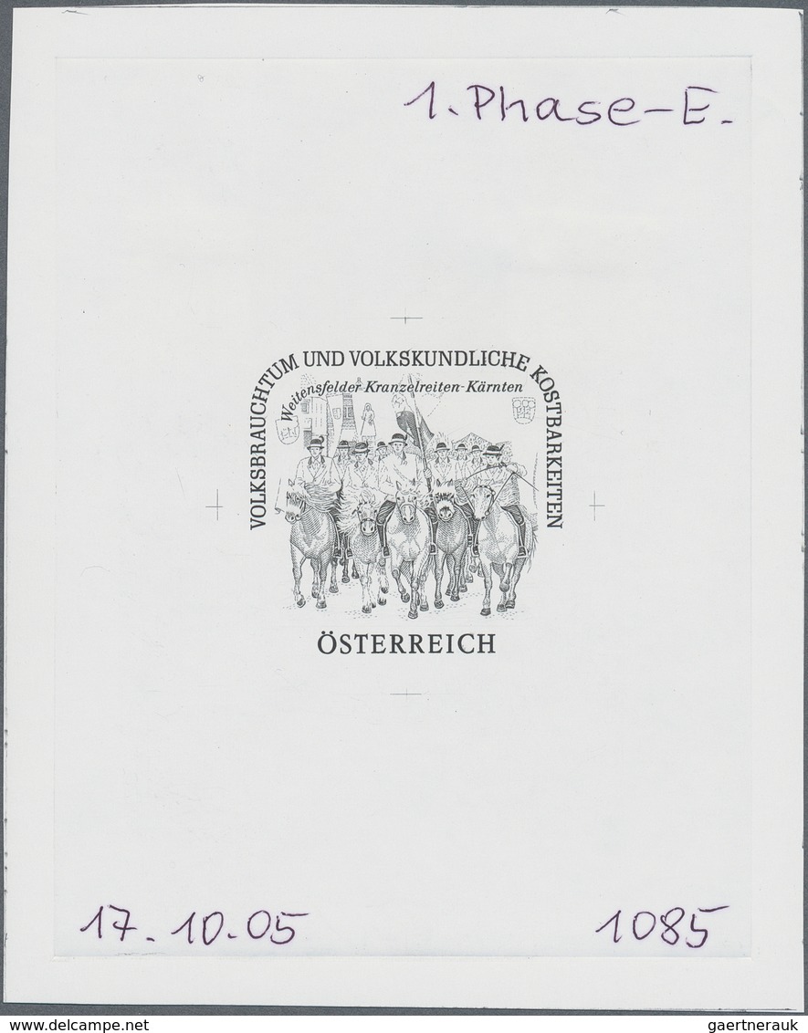 15538 Österreich: 2006. Probedruck In Schwarz Für Marke "Volksbrauchtum - Kranzelreiten", Bezeichnet Vs. U - Ungebraucht