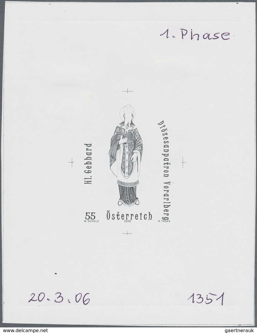 15540 Österreich: 2006. Probedruck In Schwarz Für Marke "Schutzpatrone - Hl. Gebhard", Bezeichnet Vs. U.a. - Ungebraucht