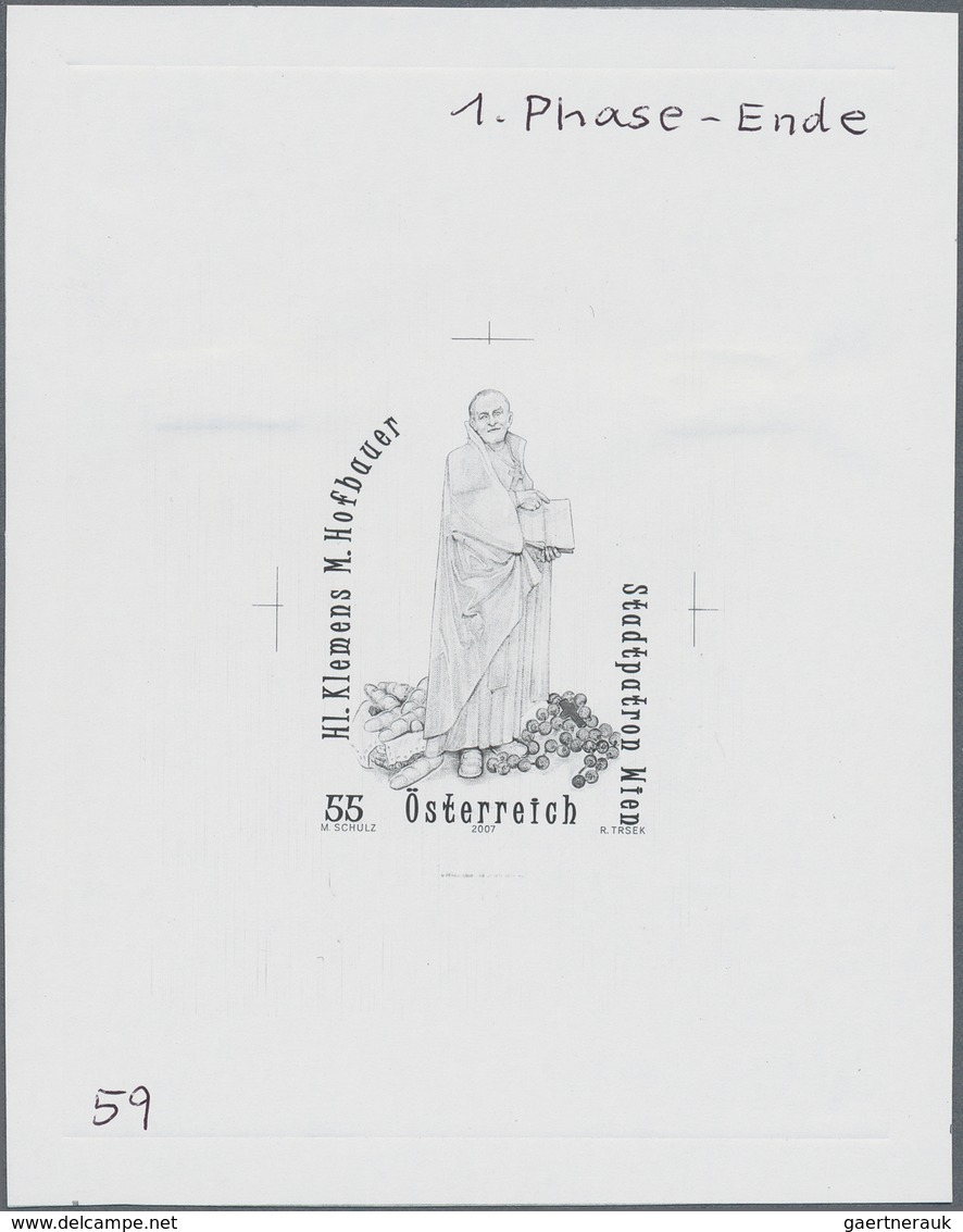 15542 Österreich: 2007. Probedruck In Schwarz Für Marke "Schutzpatrone - Hl. Klemens", Bezeichnet Vs. U.a. - Neufs