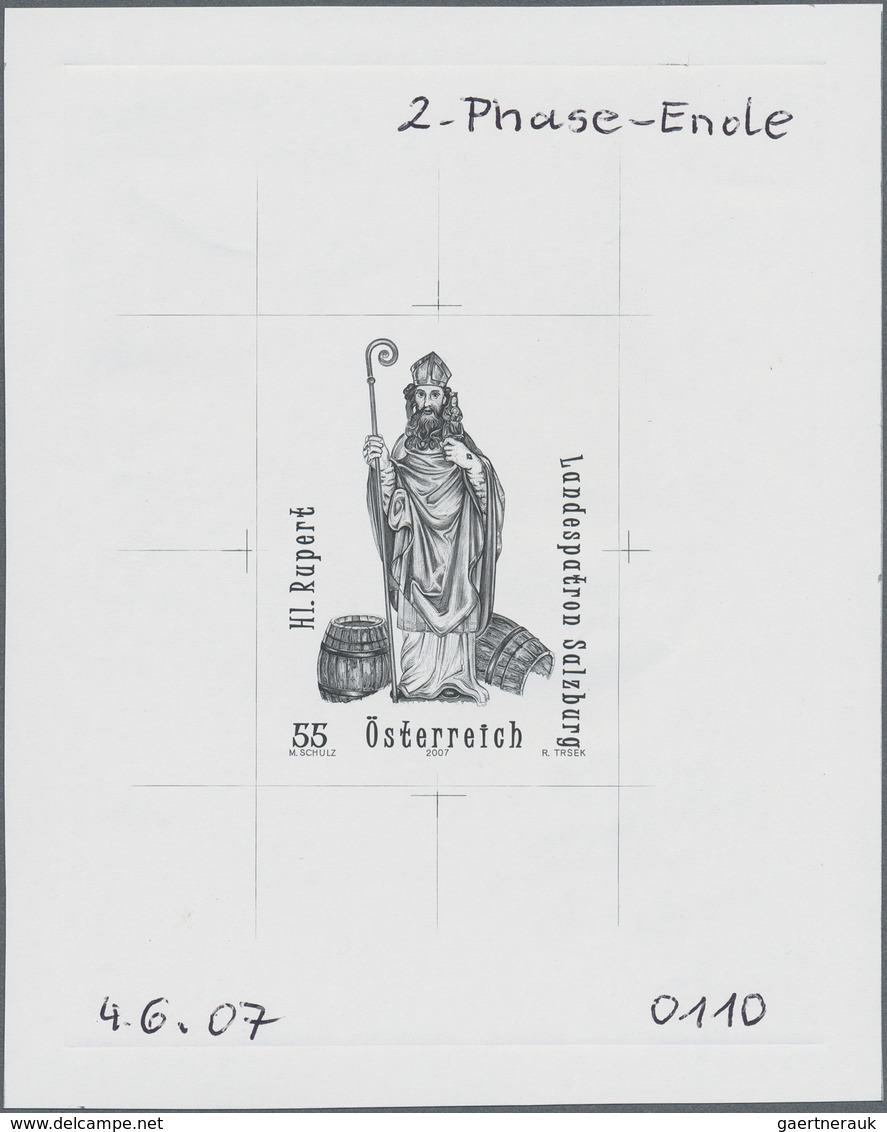 15543 Österreich: 2007. Probedruck In Schwarz Für Marke "Schutzpatrone - Hl. Rupert", Bezeichnet Vs. U.a. - Ungebraucht