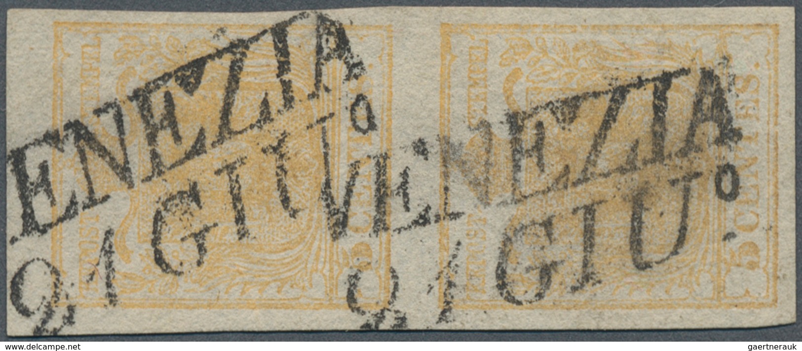 15598 Österreich - Lombardei Und Venetien: 1850, 5 Cent. HP Type I Ockergelb Im Allseits Voll- Bis Breitra - Lombardo-Venetien