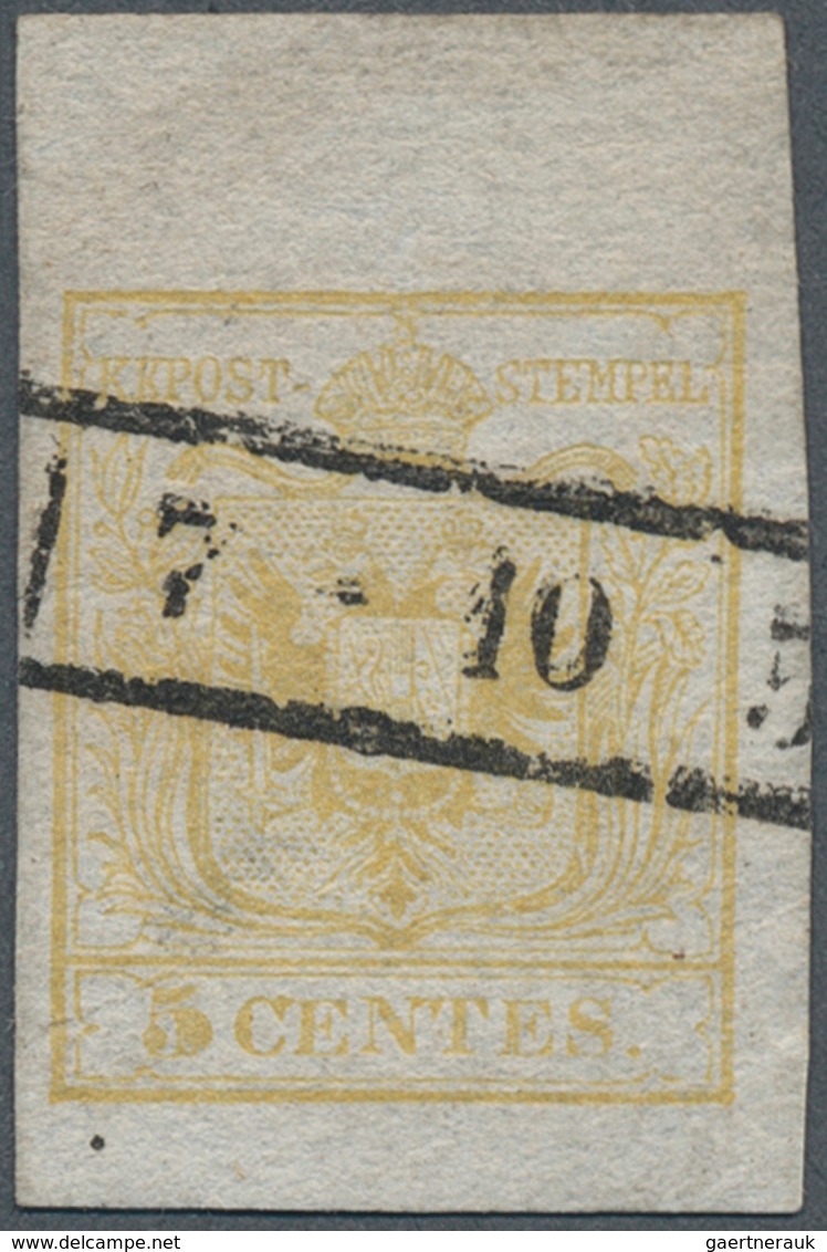 15600 Österreich - Lombardei Und Venetien: 1850, 5 Cmi. Grünlich-zitronengelb (giallo Limone Verdastro) Ha - Lombardo-Veneto