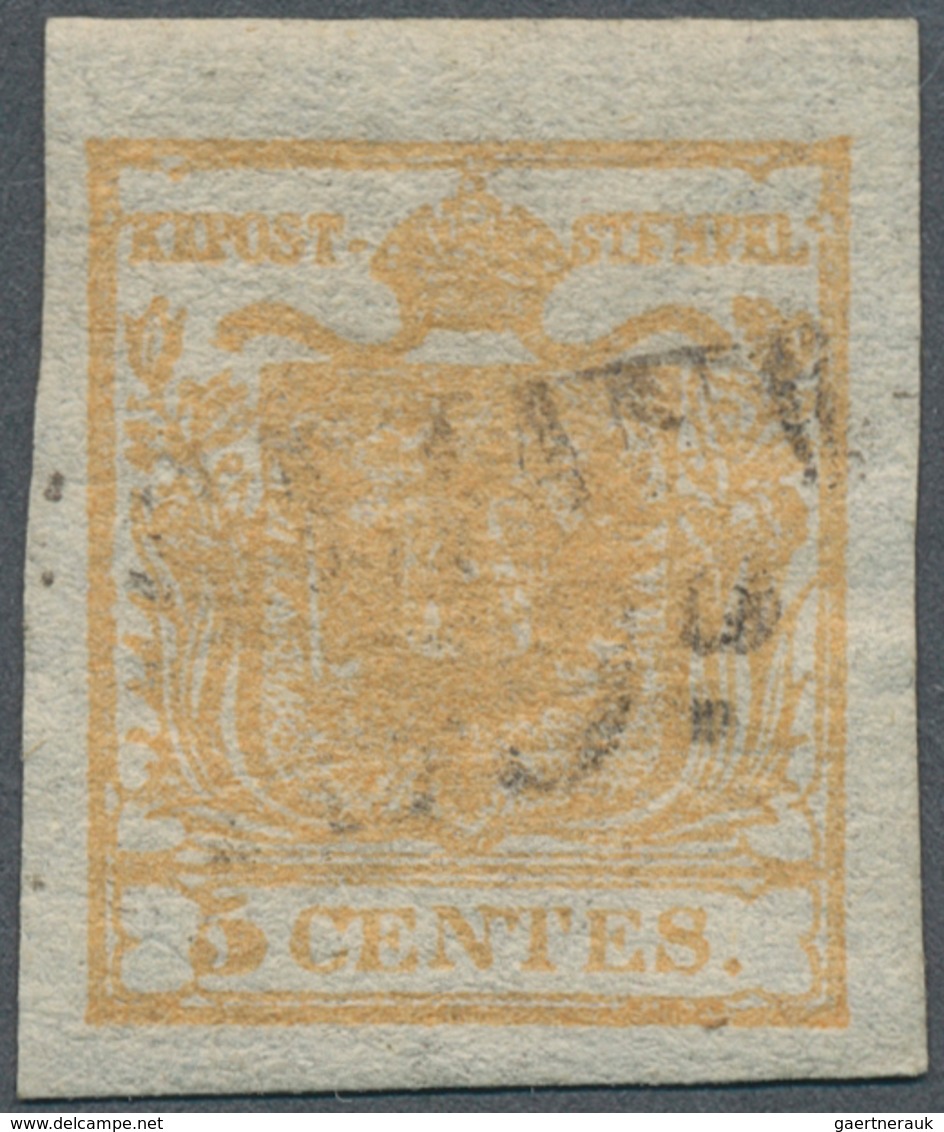 15601 Österreich - Lombardei Und Venetien: 1850, 5 Cmi. Braunorange Handpapier Type I (Platte 1) Mit Zarte - Lombardo-Vénétie