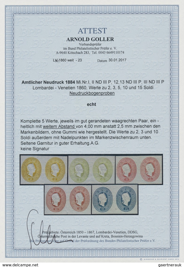 15611 Österreich - Lombardei Und Venetien: 1884: Freimarkenausgabe 1861, 2-15 So. Komplett Als UNGEZÄHNTE - Lombardo-Vénétie