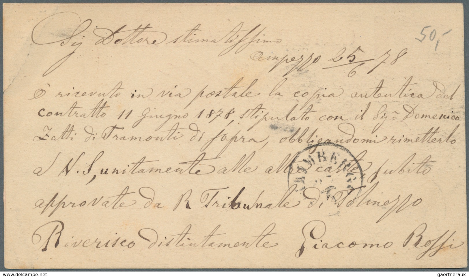 15619 Österreich - Lombardei Und Venetien - Stempel: 1878: AMPEZZO, Old Austrian Cancel, (horizontle Lines - Lombardo-Vénétie