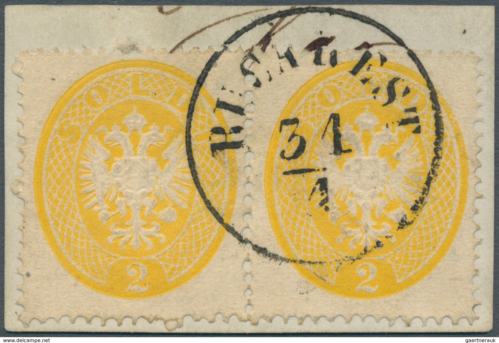 15625 Österreichische Post In Der Levante: 1863, Lombardei-Venetien 2 So. Gelb, Enge Zähnung Im Waagerecht - Levant Autrichien