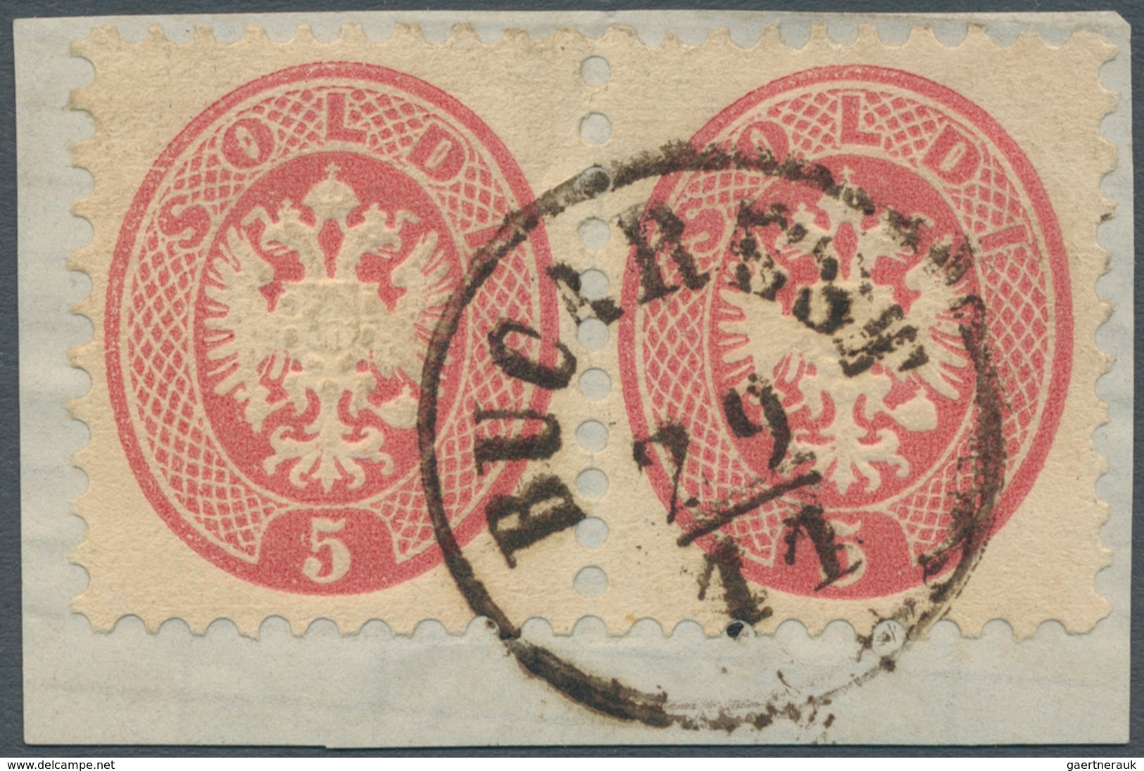 15628 Österreichische Post In Der Levante: 1864, Lombardei-Venetien 5 So. Rosa Im Waagerechten Paar Mit Kl - Levant Autrichien