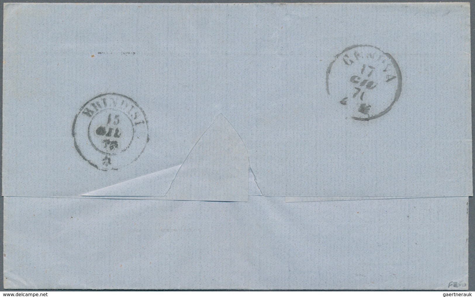 15634 Österreichische Post In Der Levante: 1870, Faltbriefhülle Von SMIRNE Nach Genua Via Brindisi, Franki - Levante-Marken