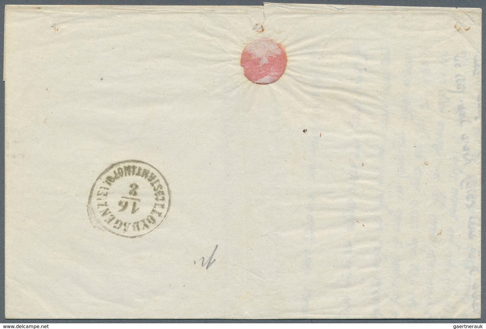 15637 Österreichische Post In Der Levante: 1867, 10 Soldi Blau, EF Auf Faltbrief Mit Violettschwarzem K1 B - Levante-Marken