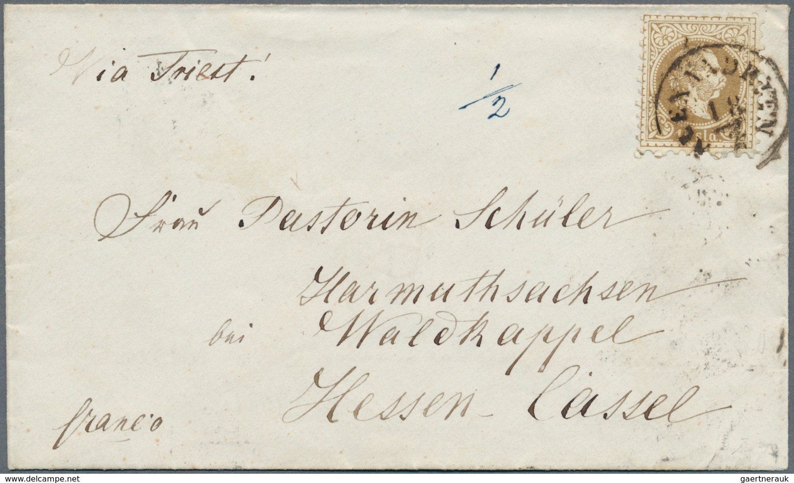 15643 Österreichische Post In Der Levante: 1870/1875, 15 So Hellbraun, EF Auf Kleinem Briefchen Mit K1 ALE - Levante-Marken