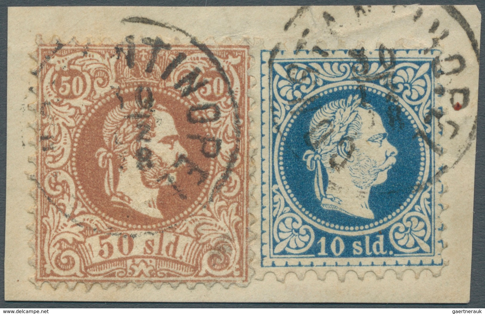 15646 Österreichische Post In Der Levante: 1867, 50 So. Braun Mit Zähnung L 10 1/2 Und 10 So. Blau, Feiner - Levant Autrichien