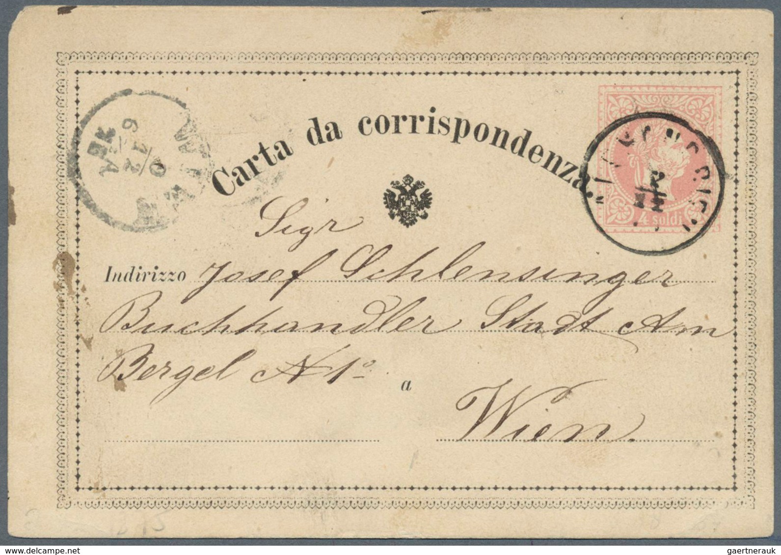 15648 Österreichische Post In Der Levante: 1873, 4 So. Ganzsachenkarte, Ziffer 4 Mit Breitem Fuß, Gebrauch - Levant Autrichien