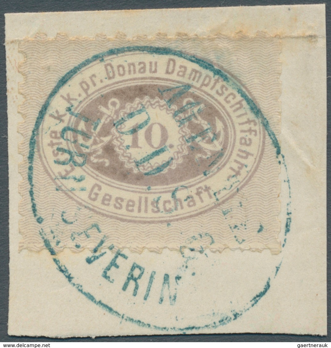 15655 Österreich - Donau-Dampfschifffahrtsgesellschaft: 1866, 10 Kr. Lila Mit Blauem Oval-Stempel "AGENTIE - Sonstige & Ohne Zuordnung