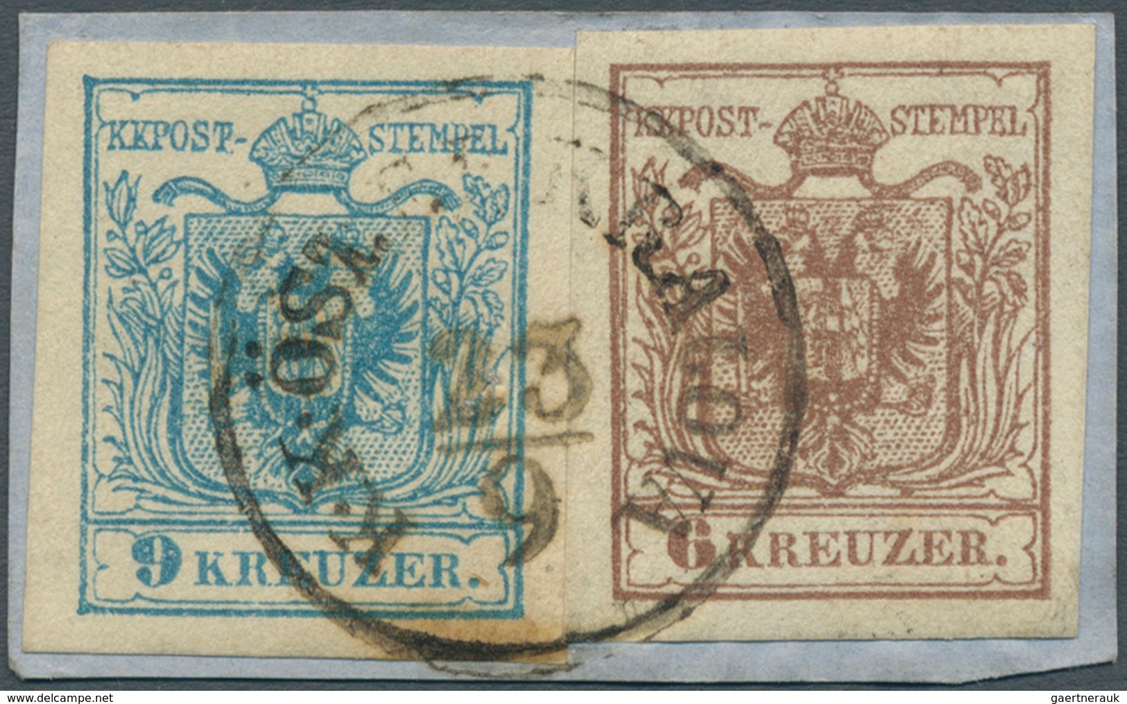 15663 Österreichisch-Ungarische Feldpost - Rumänien: 1854, Austria 6 Kr. Brown And 9 Kr. Blue, Both With W - Autres & Non Classés