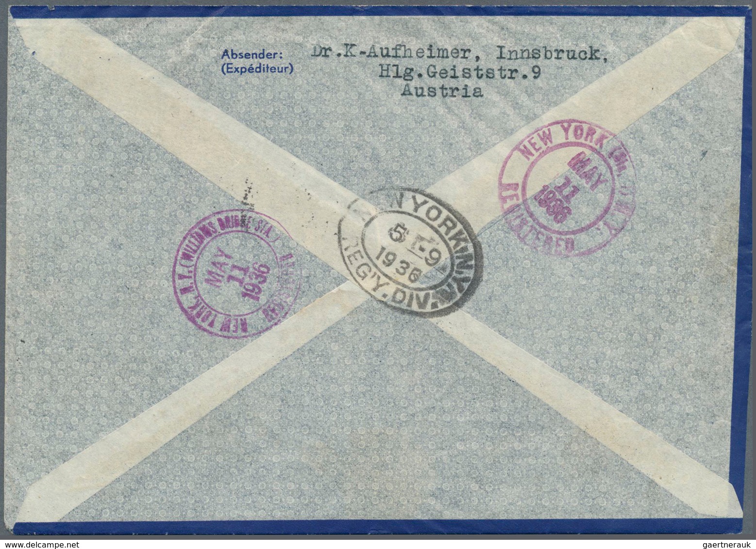 15676 Österreich - Zeppelinpost: 1936, 1.Nordamerikafahrt, 40 G Luftpostumschlag Mit Zusatzfrankatur 25 G, - Autres & Non Classés