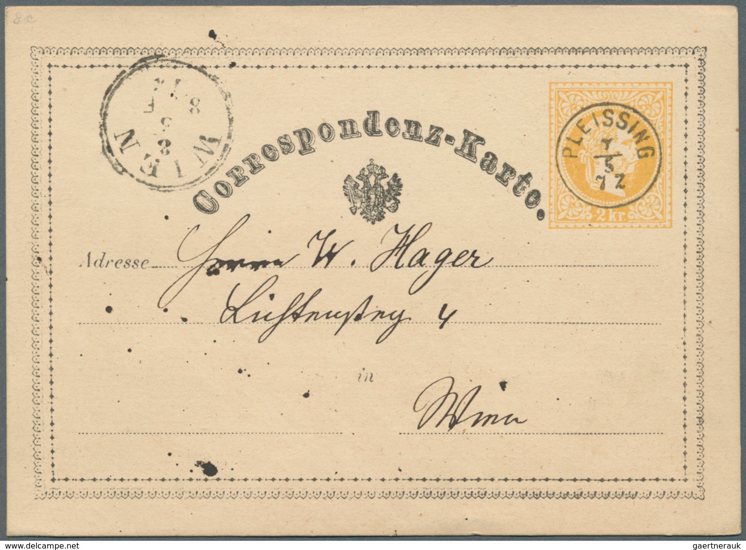 15680 Österreich - Ganzsachen: 1870/1876, 13 Correspondenz-Karten 2 Kr. Gelb Mit Teils Unterschiedl. Typen - Sonstige & Ohne Zuordnung