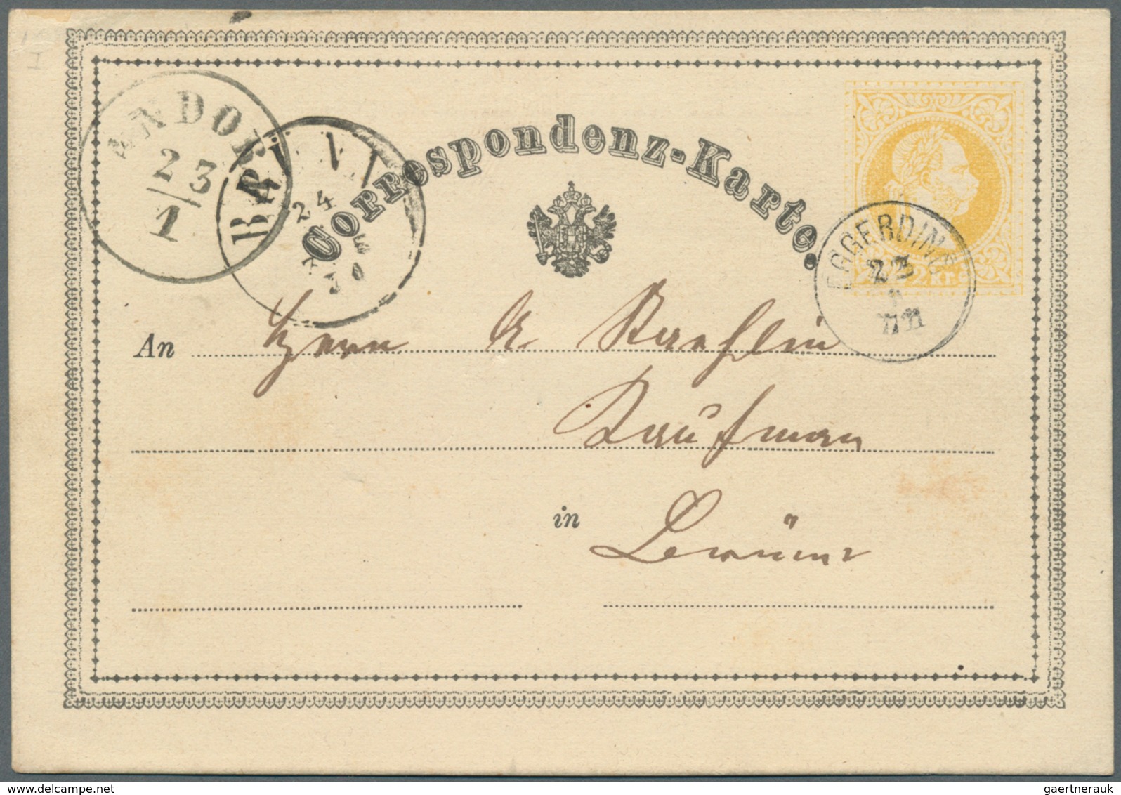 15680 Österreich - Ganzsachen: 1870/1876, 13 Correspondenz-Karten 2 Kr. gelb mit teils unterschiedl. Typen