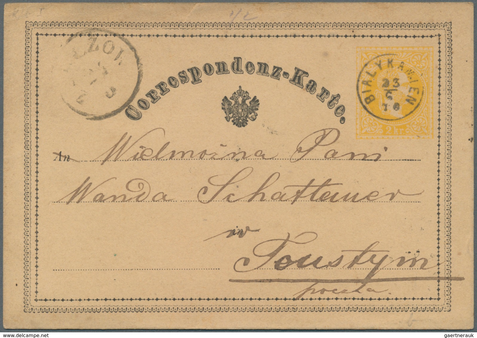 15680 Österreich - Ganzsachen: 1870/1876, 13 Correspondenz-Karten 2 Kr. gelb mit teils unterschiedl. Typen