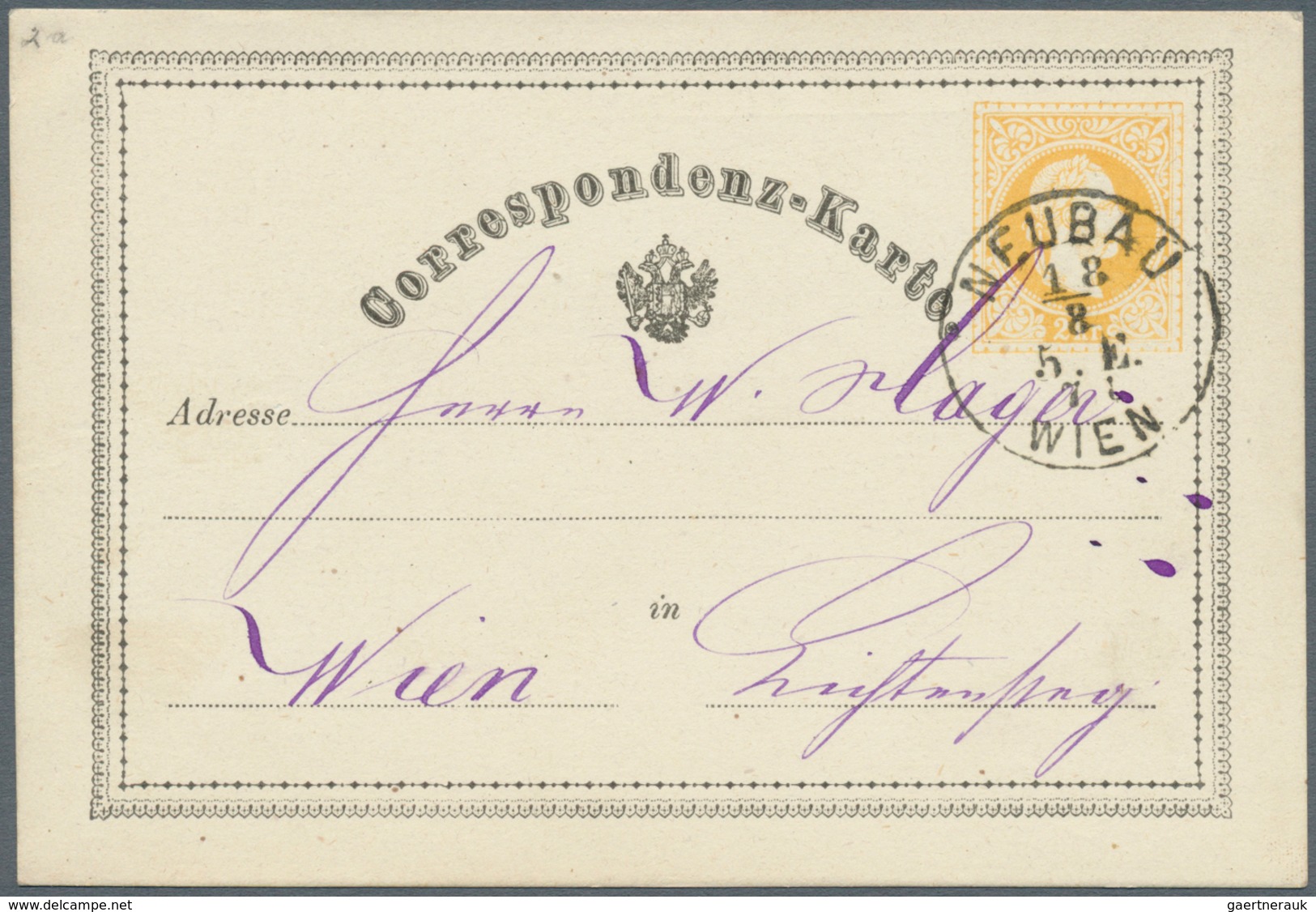 15681 Österreich - Ganzsachen: 1870/1872, Fünf Correspondenz-Karten 2 Kr. Gelb In Teils Unterschiedl. Type - Autres & Non Classés