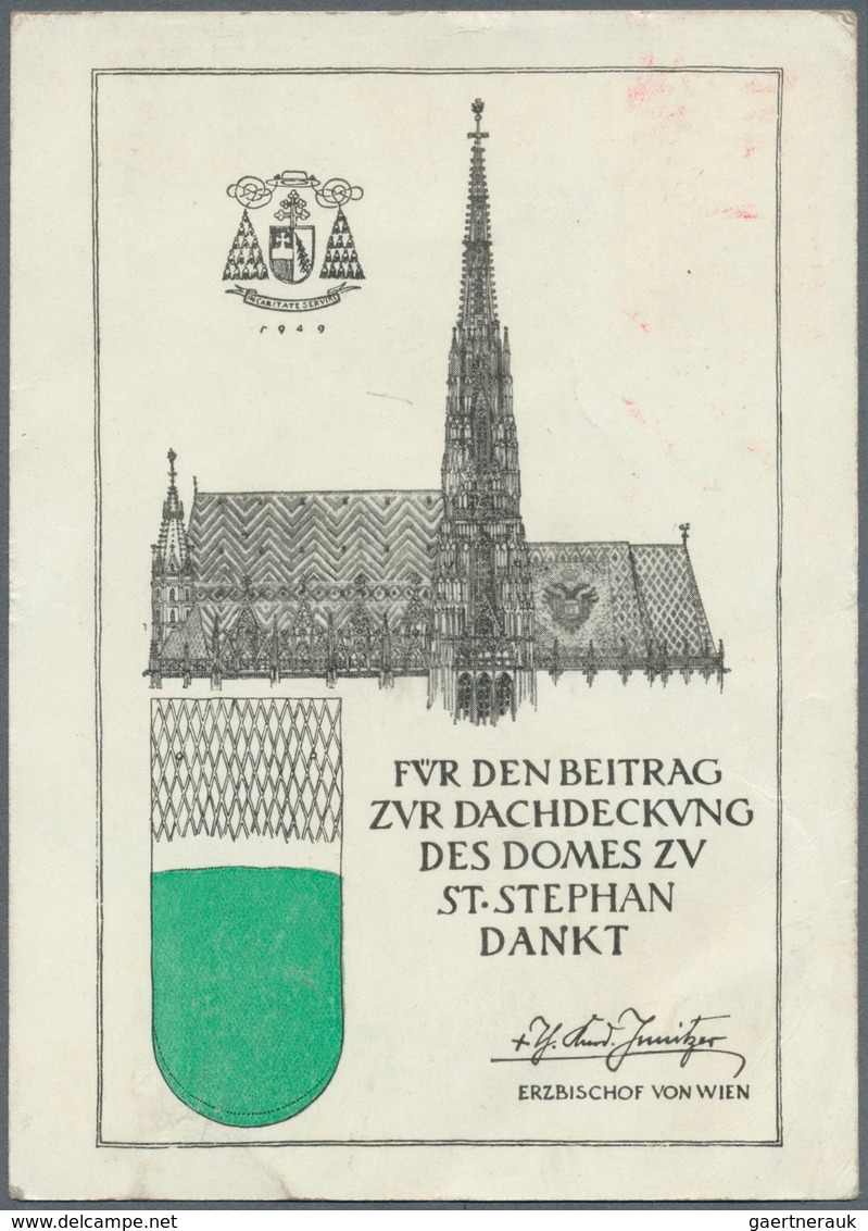 15704 Österreich - Privatganzsachen: 1950, Ziegelspende Sonderkarte Mit Sonderstempel Der Dombauhütte Wien - Autres & Non Classés