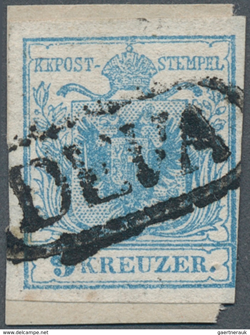 15709 Österreich - Stempel: DEVA (Siebenbürgen): 1850, 9 Kr. Hellblau HP Type I Dreiseitig Voll- Bis Breit - Machines à Affranchir (EMA)