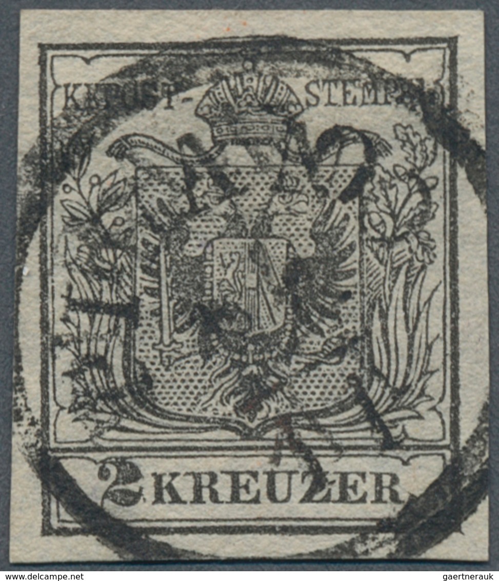 15735 Österreich - Stempel: PIRANO (Küstenland): 1850, 2 Kr. Schwarz HP Type Ia Blau Allseits Vollrandig M - Maschinenstempel (EMA)