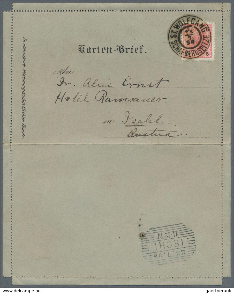 15747 Österreich - Stempel: 1896, 5 Kr Franz-Josef, Entwertet Mit K2 ST.WOLFGANG / SCHAFBERGSPITZE, 28/7 9 - Machines à Affranchir (EMA)