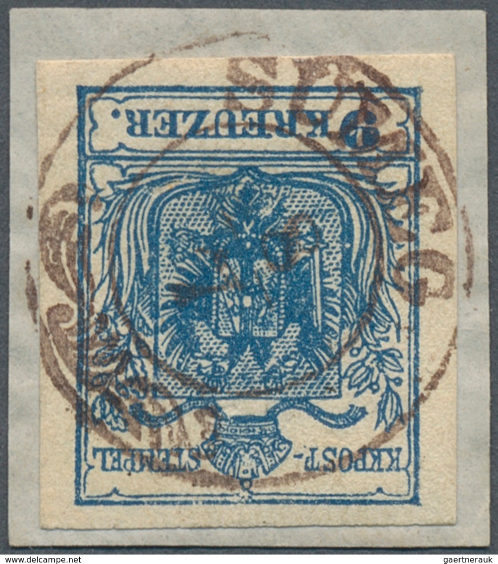 15748 Österreich - Stempel: SÜMEG (Ungarn): 1850, 9 Kr. Blau MP Allseits Voll- Bis Breitrandig Auf Briefst - Machines à Affranchir (EMA)