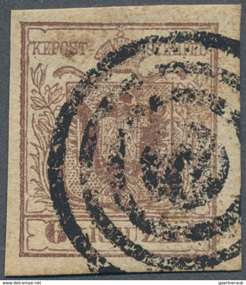 15751 Österreich - Stempel: TABOR (Böhmen): 1850, 6 Kr. Braun HP Allseits Voll- Bis Breitrandig Mit Fast K - Maschinenstempel (EMA)