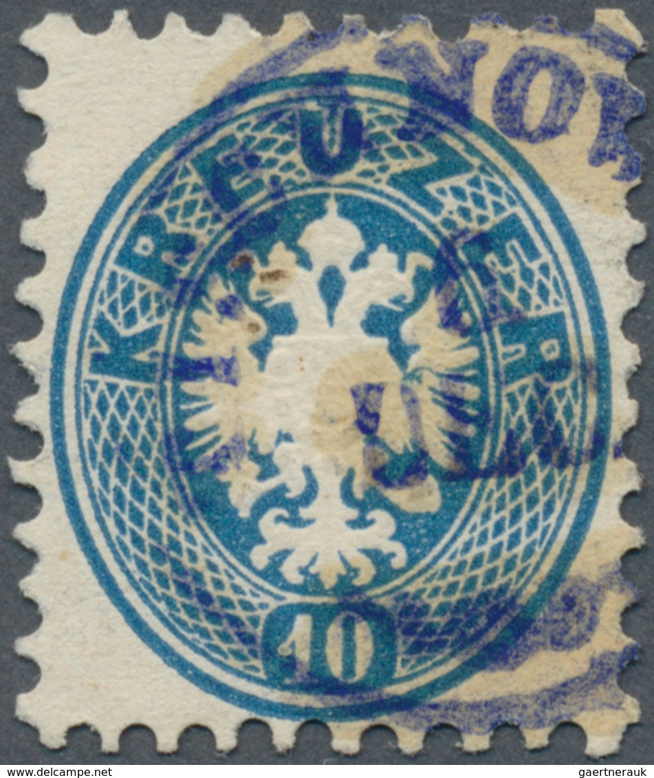 15752 Österreich - Stempel: 1863/64, 10 Kr. Blau, Weit Gezähnt Mit Seltenem ULTRAMARIENBLAUEM K1 TISCHNOW( - Maschinenstempel (EMA)