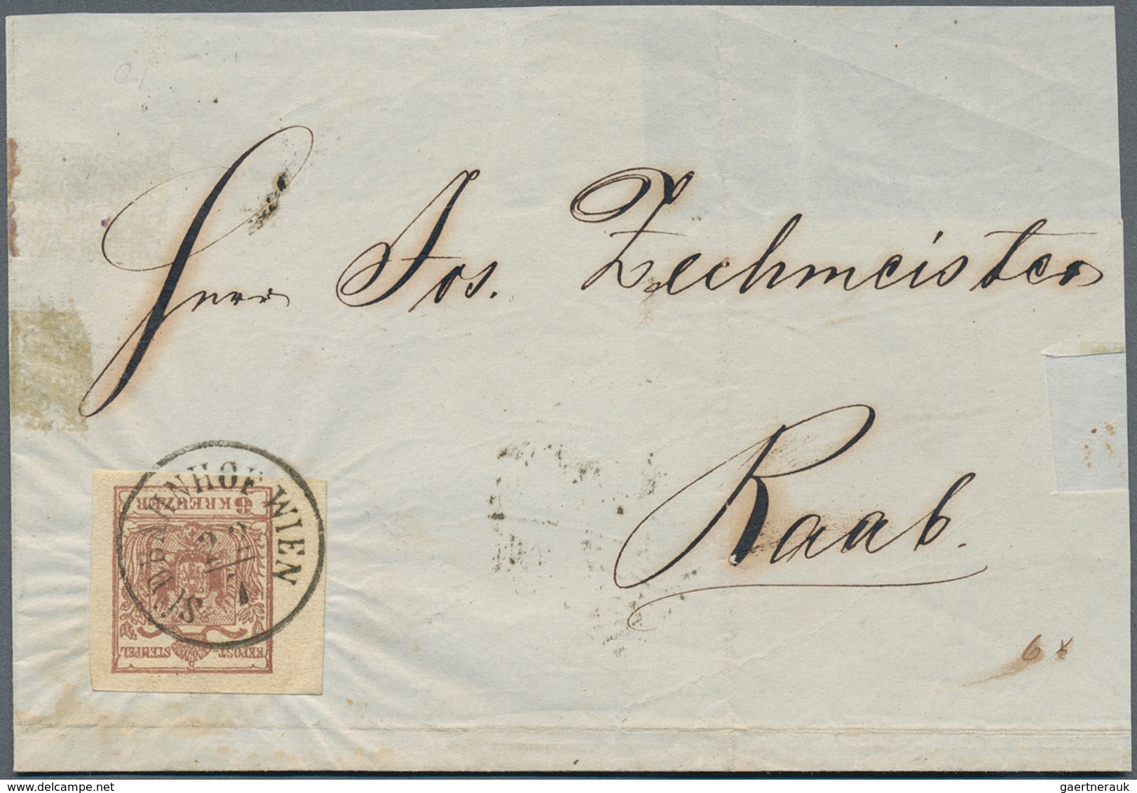 15763 Österreich - Stempel: WIEN: 1851/58, Acht Faltbriefe Bzw. -hüllen Alle Mit Einzelfrankaturen 9 Kr. B - Machines à Affranchir (EMA)