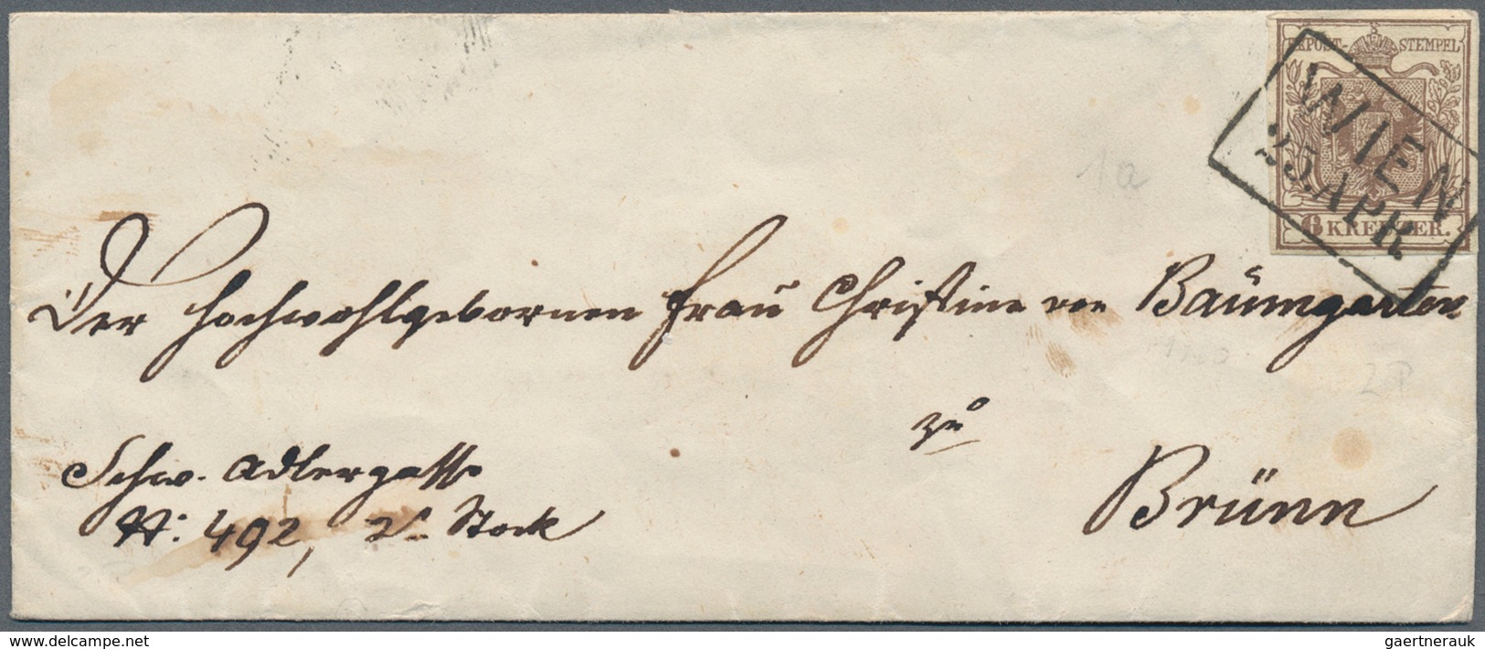 15763 Österreich - Stempel: WIEN: 1851/58, acht Faltbriefe bzw. -hüllen alle mit Einzelfrankaturen 9 Kr. b