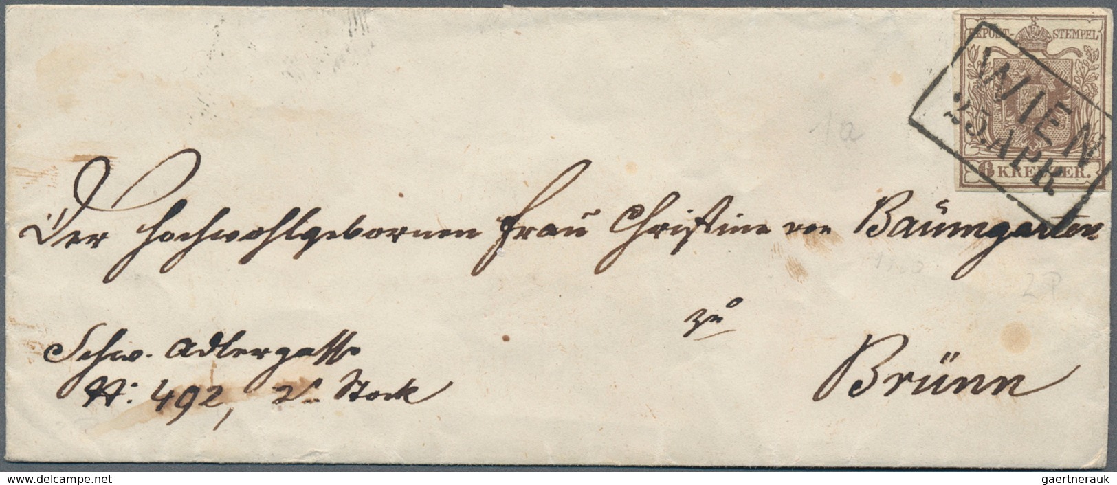 15763 Österreich - Stempel: WIEN: 1851/58, acht Faltbriefe bzw. -hüllen alle mit Einzelfrankaturen 9 Kr. b