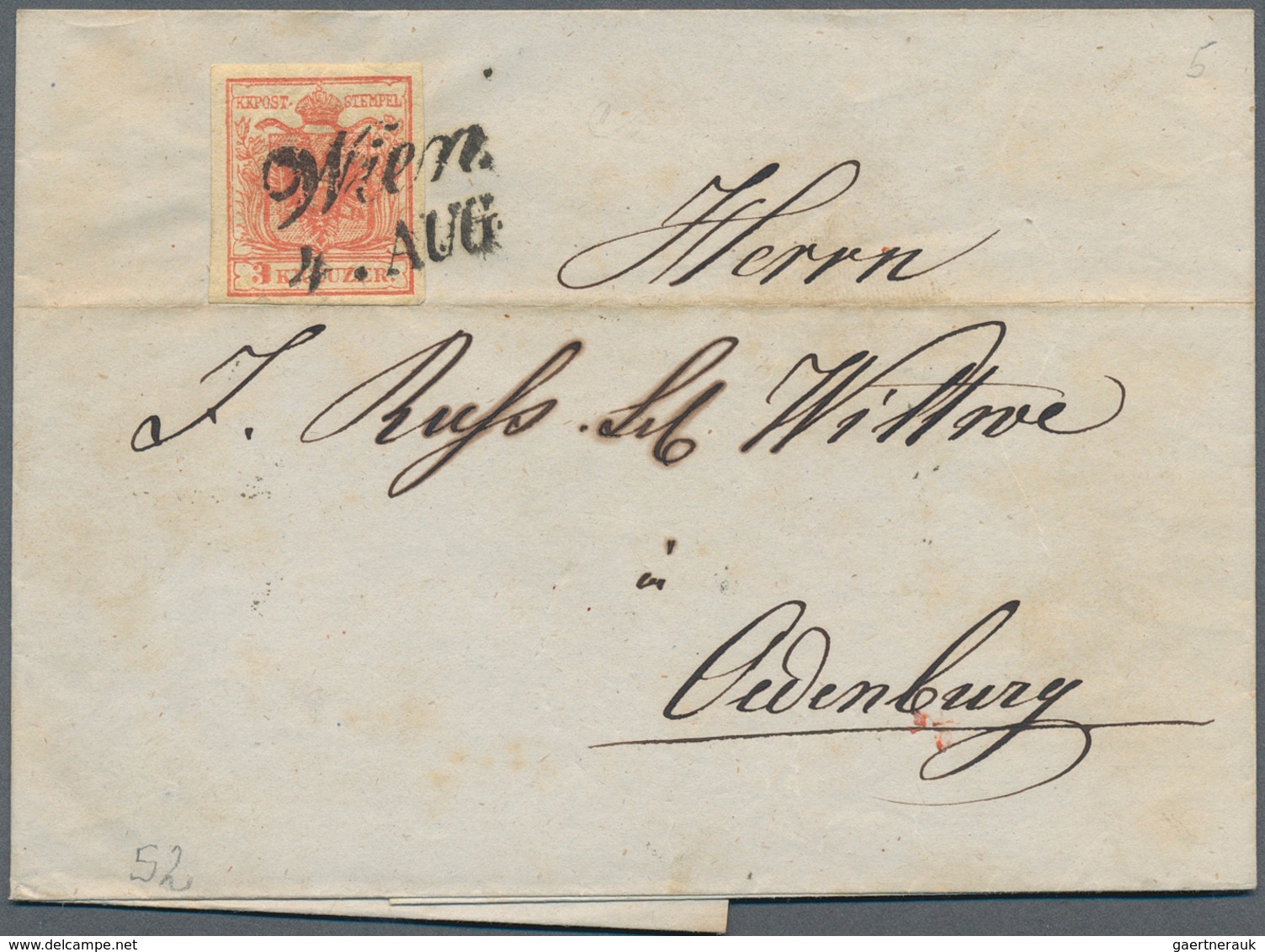 15763 Österreich - Stempel: WIEN: 1851/58, acht Faltbriefe bzw. -hüllen alle mit Einzelfrankaturen 9 Kr. b