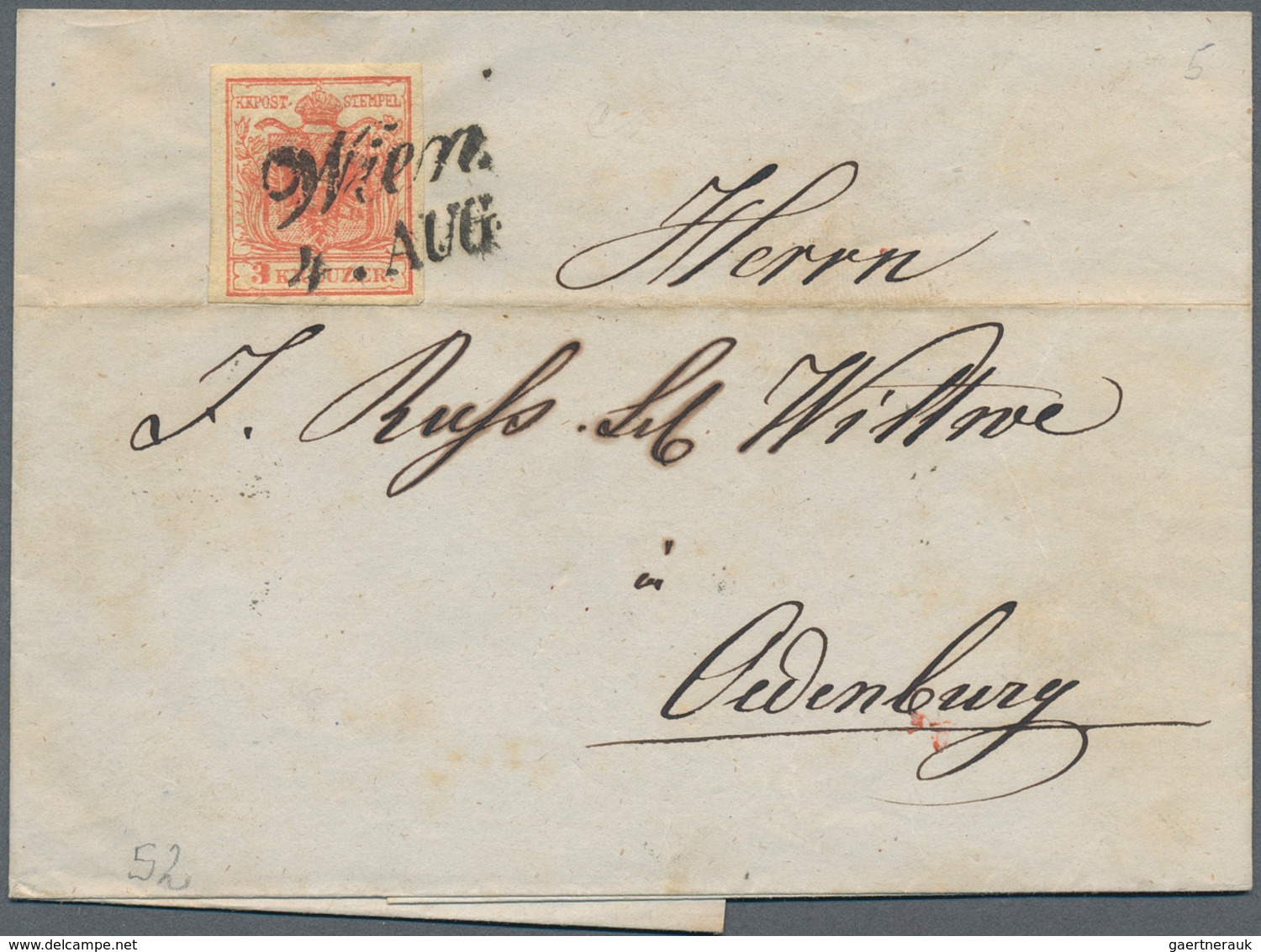 15763 Österreich - Stempel: WIEN: 1851/58, acht Faltbriefe bzw. -hüllen alle mit Einzelfrankaturen 9 Kr. b