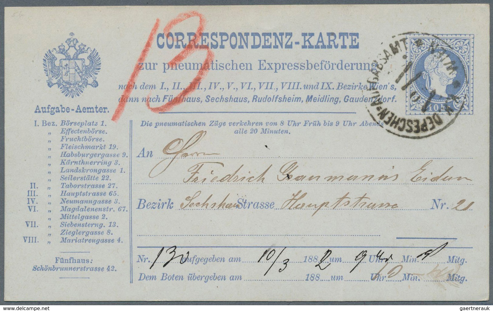 15765 Österreich - Stempel: 1881, Telegrafenstempel K1 K.K.DEPESCHEN-AUFGABSAMT / No.IV WIEN In Seltener V - Machines à Affranchir (EMA)