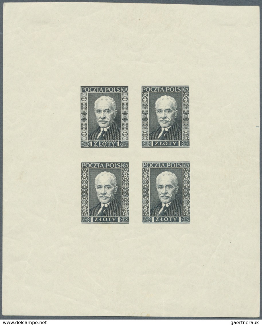 15801 Polen: 1937. President Moscicki 1z. Imperforated M/s Of 4. Without Red Marginal Inscriptions. Unused - Briefe U. Dokumente