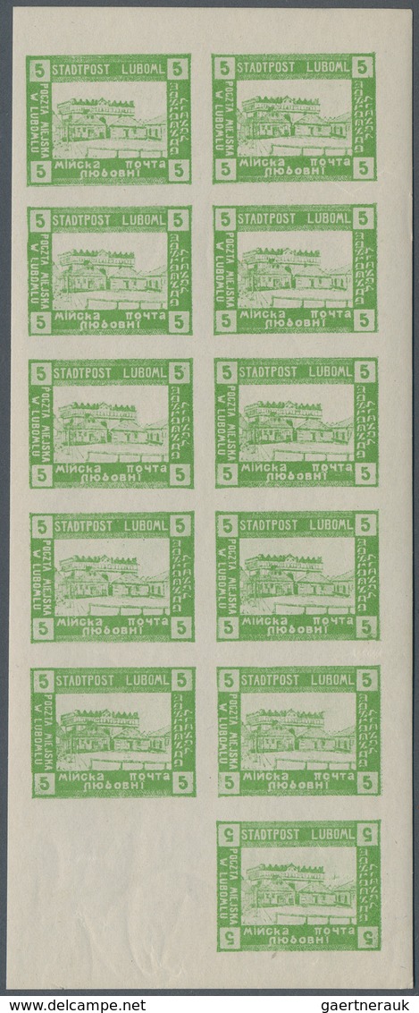 15813A Polen - Bestellpostanstalten: LUBOML 1918, Pictorials 5h. To 50h., Complete Set In Sheets Of Eleven - Autres & Non Classés