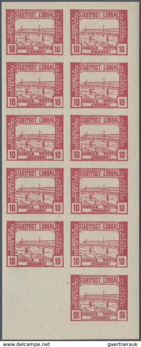 15813A Polen - Bestellpostanstalten: LUBOML 1918, Pictorials 5h. To 50h., Complete Set In Sheets Of Eleven - Sonstige & Ohne Zuordnung
