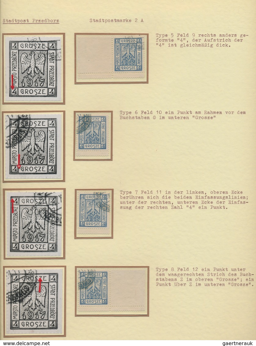 15813E Polen - Bestellpostanstalten: PRZEDBORZ 1917, 4gr. Blue Perforated, All Eight Types Complete, Neatly - Autres & Non Classés