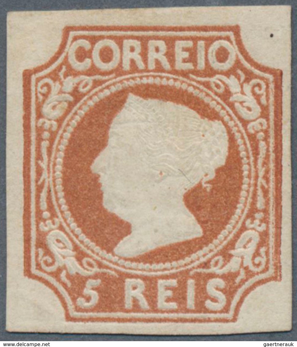15820 Portugal: 1853, Maria 5r. Light Brown, Type I, Fresh Colour, Full Margins, Unused No Gum, Slight Cre - Briefe U. Dokumente
