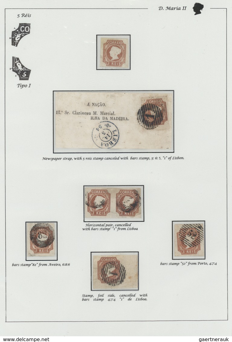 15824 Portugal: 1853 - 5 Rs., Single, Mint, And Newspaper Wrapper, With 5 Rs Stamp, Canceled With Bars, 5: - Covers & Documents