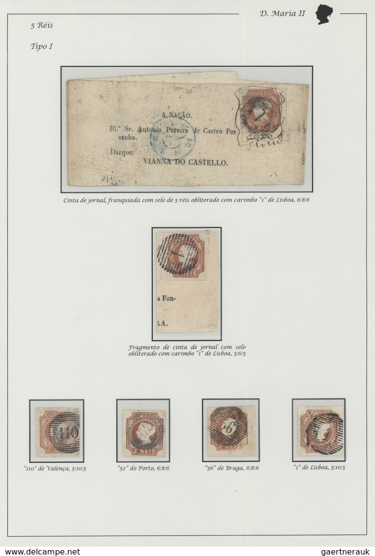 15825 Portugal: 1853 - Newspaper Wrapper With 5rs Stamp, Canceled With Bars 6:8:6 ``1'' Lisbon; Newspaper Wr - Lettres & Documents