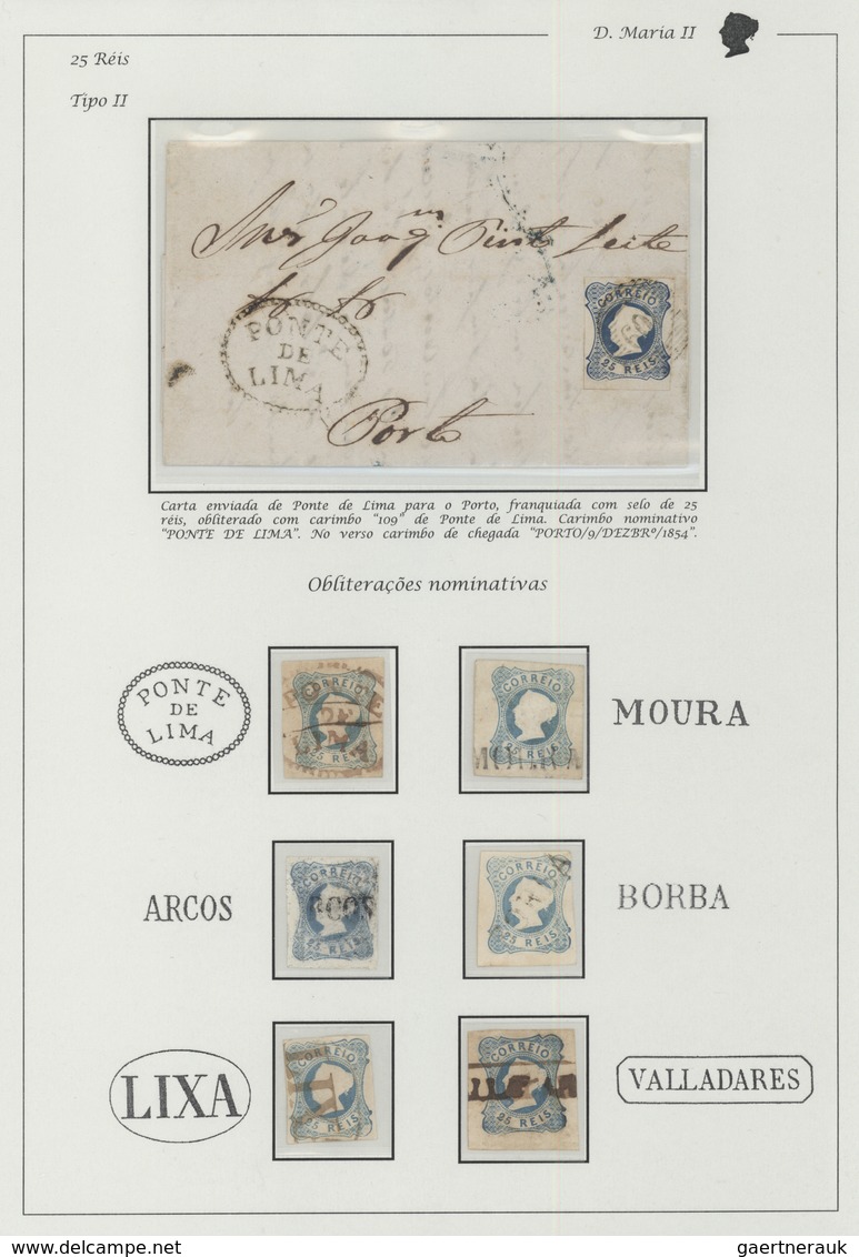 15836 Portugal: 1853 - 25 Rs. Six Used Stamps Cancelled With Different, Beautiful And Rare Nominative Post - Briefe U. Dokumente